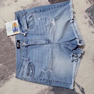 Wax Jean Frayed Hem Shorts